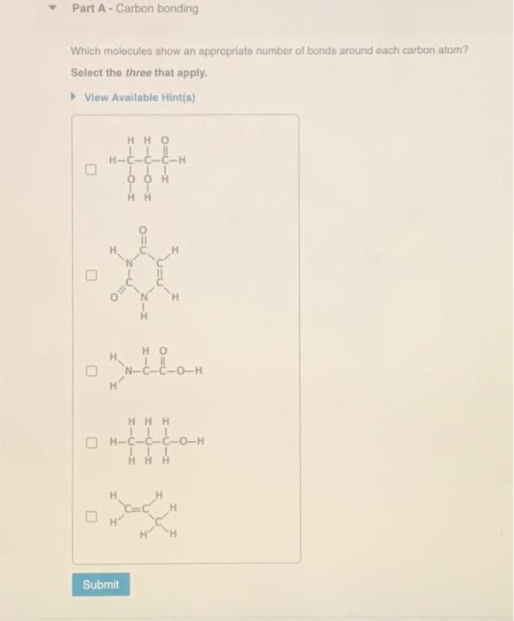 Part A Carbon Bonding Which Molecules Show An Chegg