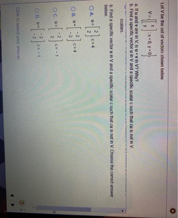 Solved Let V Be The Set Of Vectors Shown Below V C X