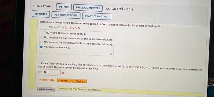 Solved 4 0 2 Points DETAILS PREVIOUS ANSWERS LARCALCET Chegg