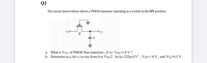 Solved The Circuit Shown Below Shows A PMOS Transistor Chegg