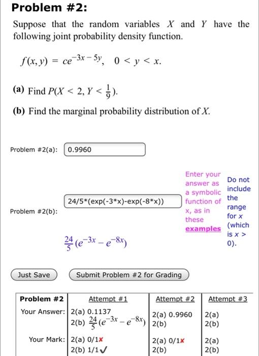 Solved Problem 2 Suppose That The Random Variables X And Y Chegg