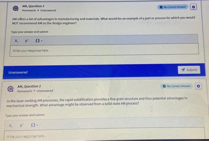 Solved AM Question 1 Homework Unanswered No Correct Chegg