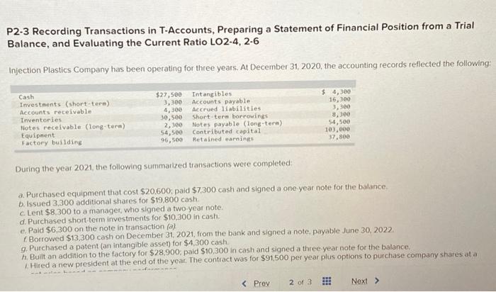 Solved P Recording Transactions In T Accounts Preparing Chegg