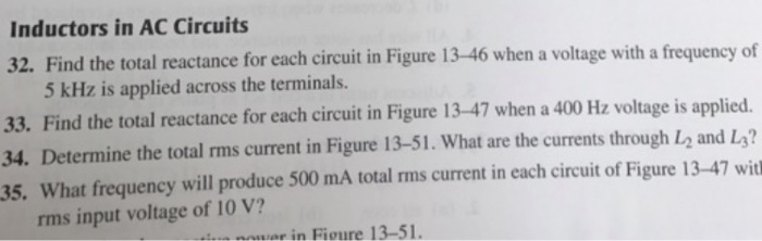 Inductors In AC Circuits 32 Find The Total Reactance Chegg