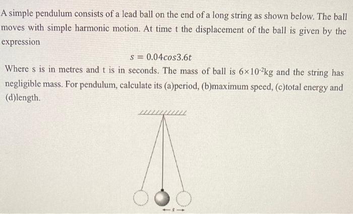 Solved A Simple Pendulum Consists Of A Lead Ball On The