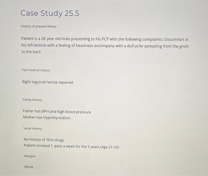 Solved Case Study History Of Present Illness Patie