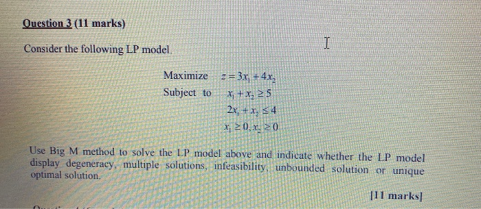 Solved Question Marks Consider The Following Lp Chegg