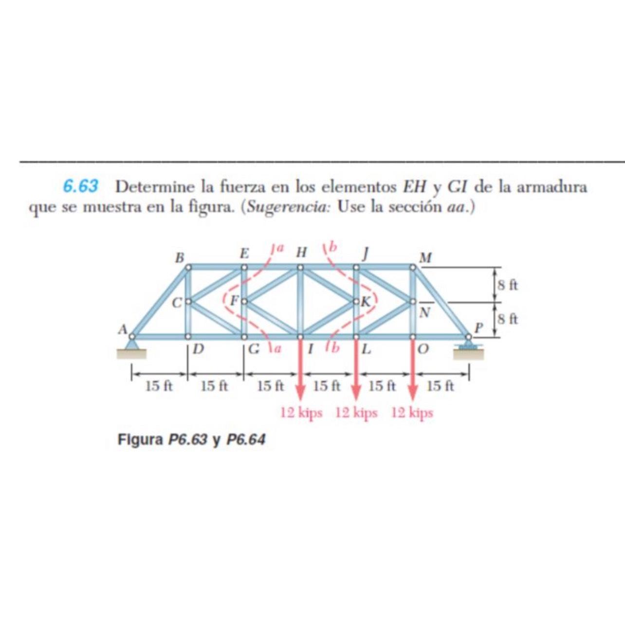 Solved 6 63 Determine La Fuerza En Los Elementos EH Y GI De Chegg