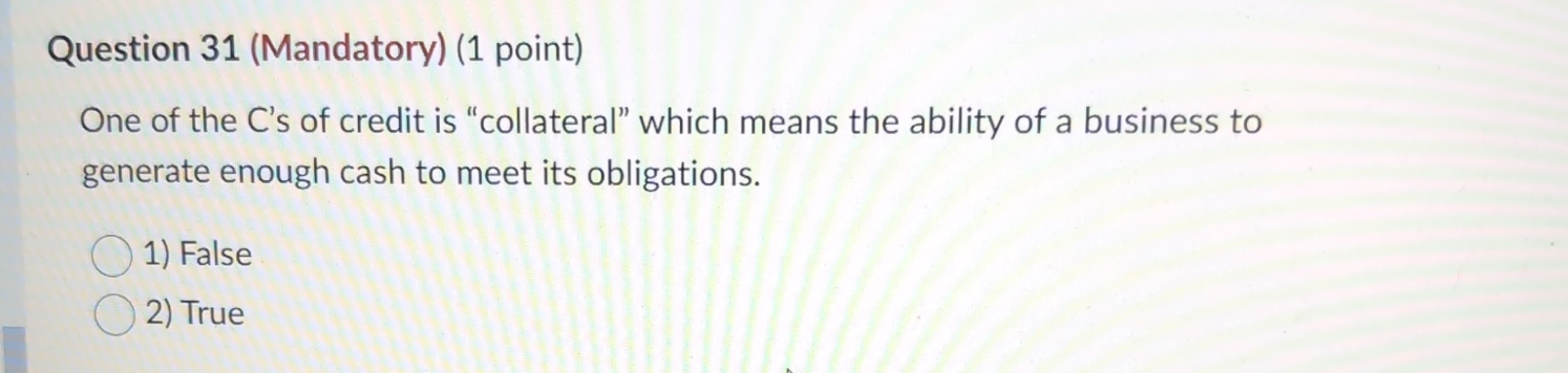 Solved Question Mandatory Point One Of The C S Of Chegg