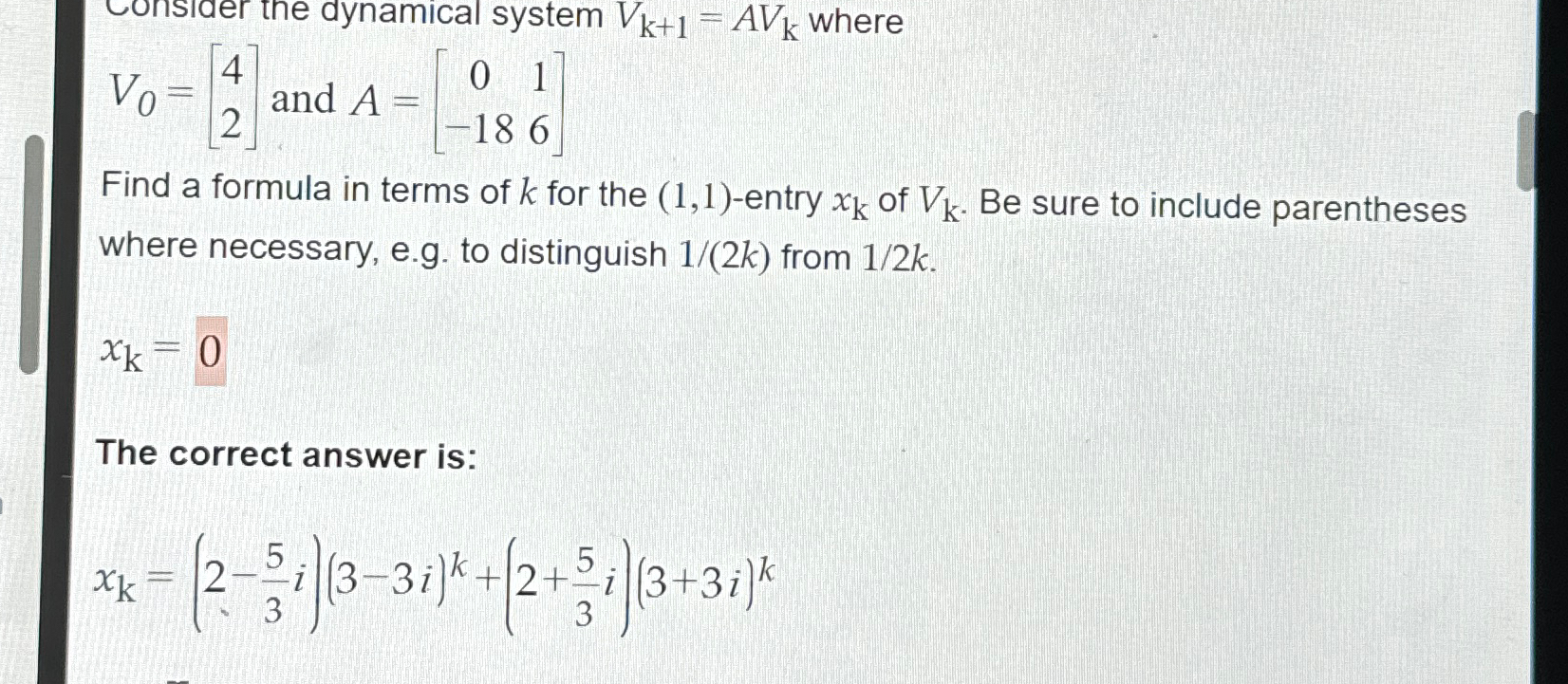 Solved Consider The Dynamical System Vk Avk Wherev Chegg