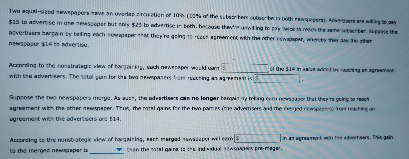 Solved Two Equal Sized Newspapers Have An Overlap Chegg