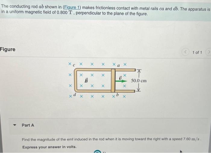 Solved The Conducting Rod Ab Shown In Figure Makes Chegg