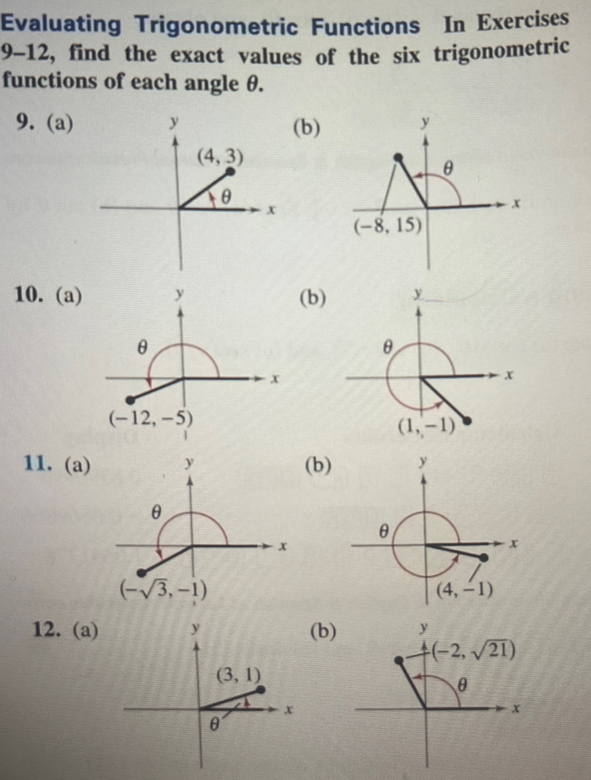 Evaluating Trigonometric Functions In Exercises 9 12 Chegg