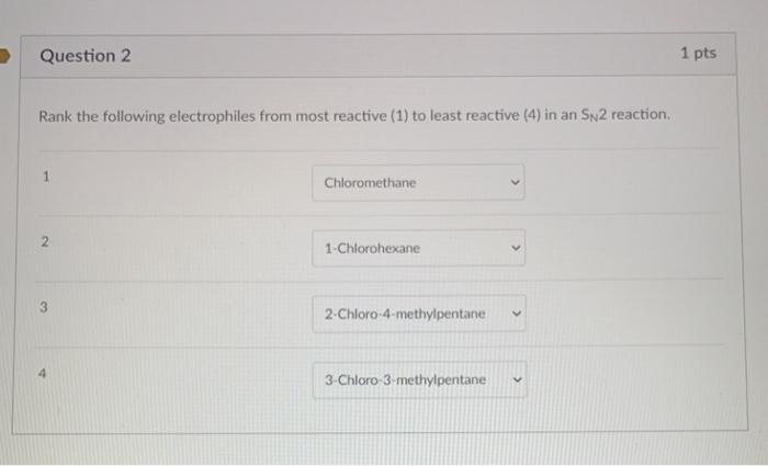 Solved Rank The Following Electrophiles From Most Reactive Chegg