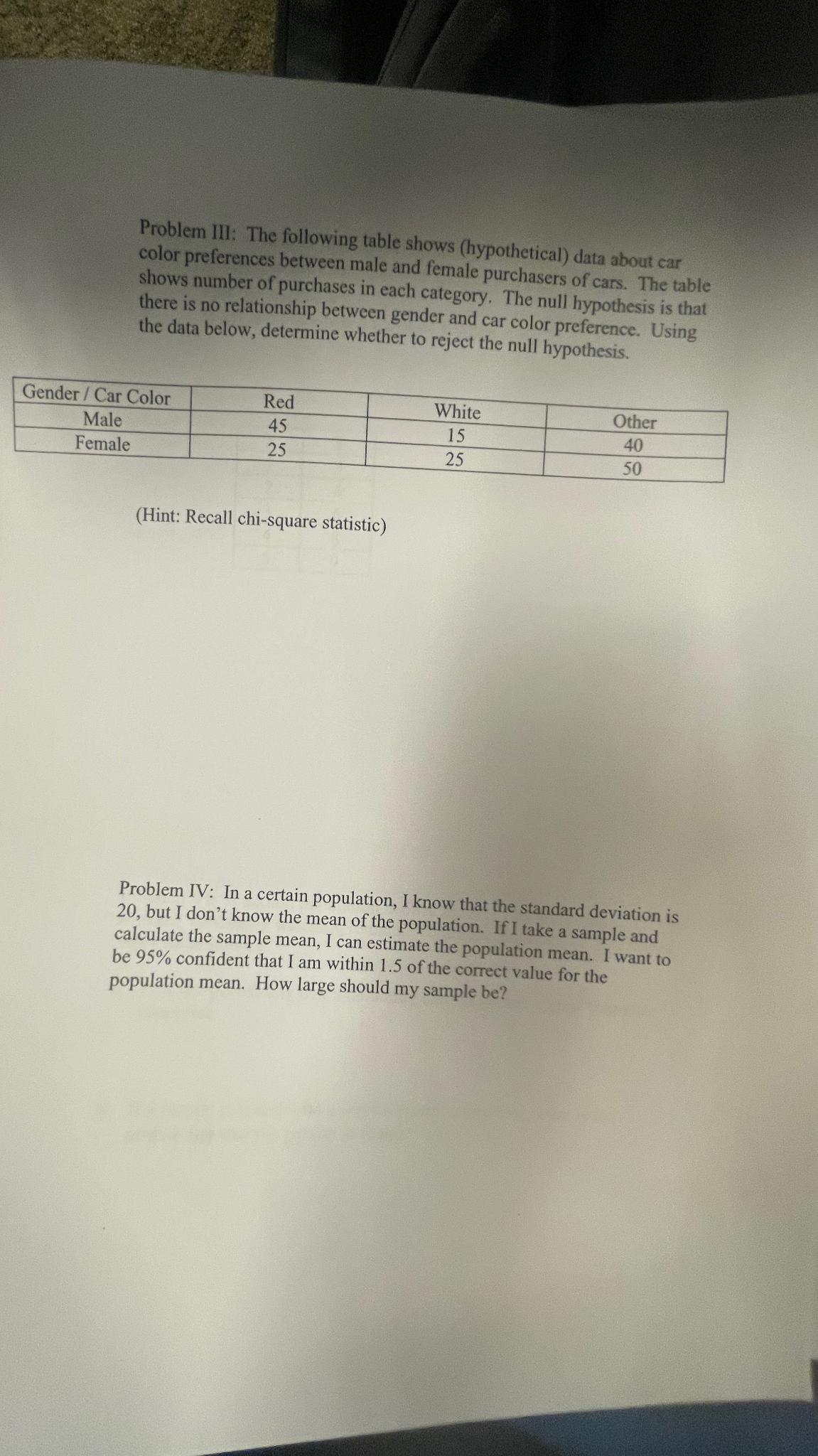 Solved Problem III The Following Table Shows Hypothetical Chegg