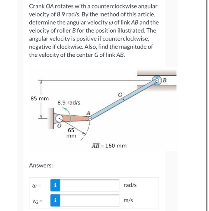 Solved Crank OA Rotates With A Counterclockwise Angular Chegg