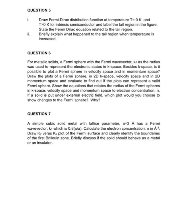 Solved Question I Draw Fermi Dirac Distribution Function Chegg