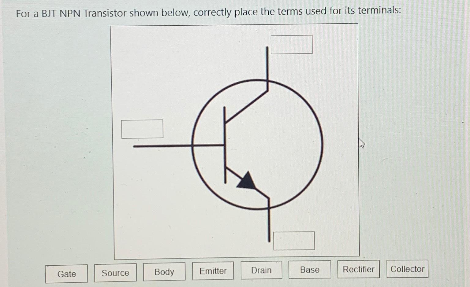 Solved For A BJT NPN Transistor Shown Below Correctly Place Chegg