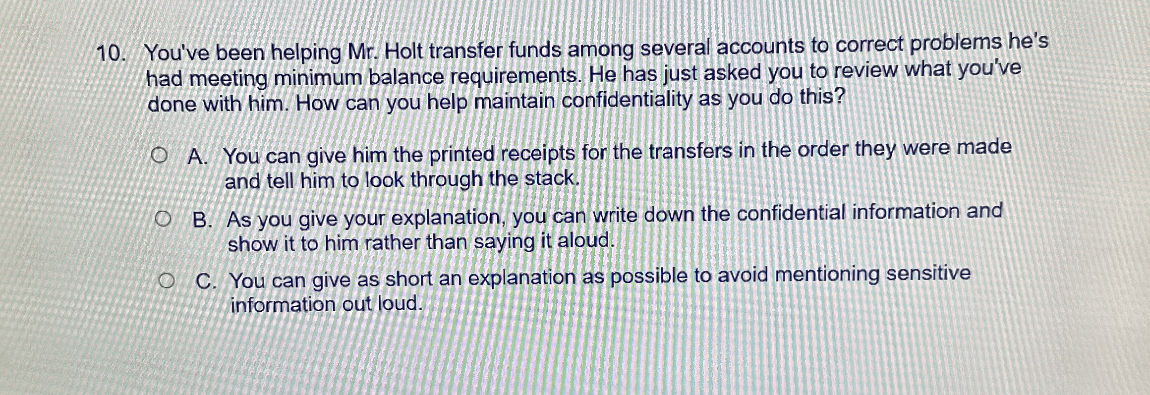 Solved You Ve Been Helping Mr Holt Transfer Funds Among Chegg