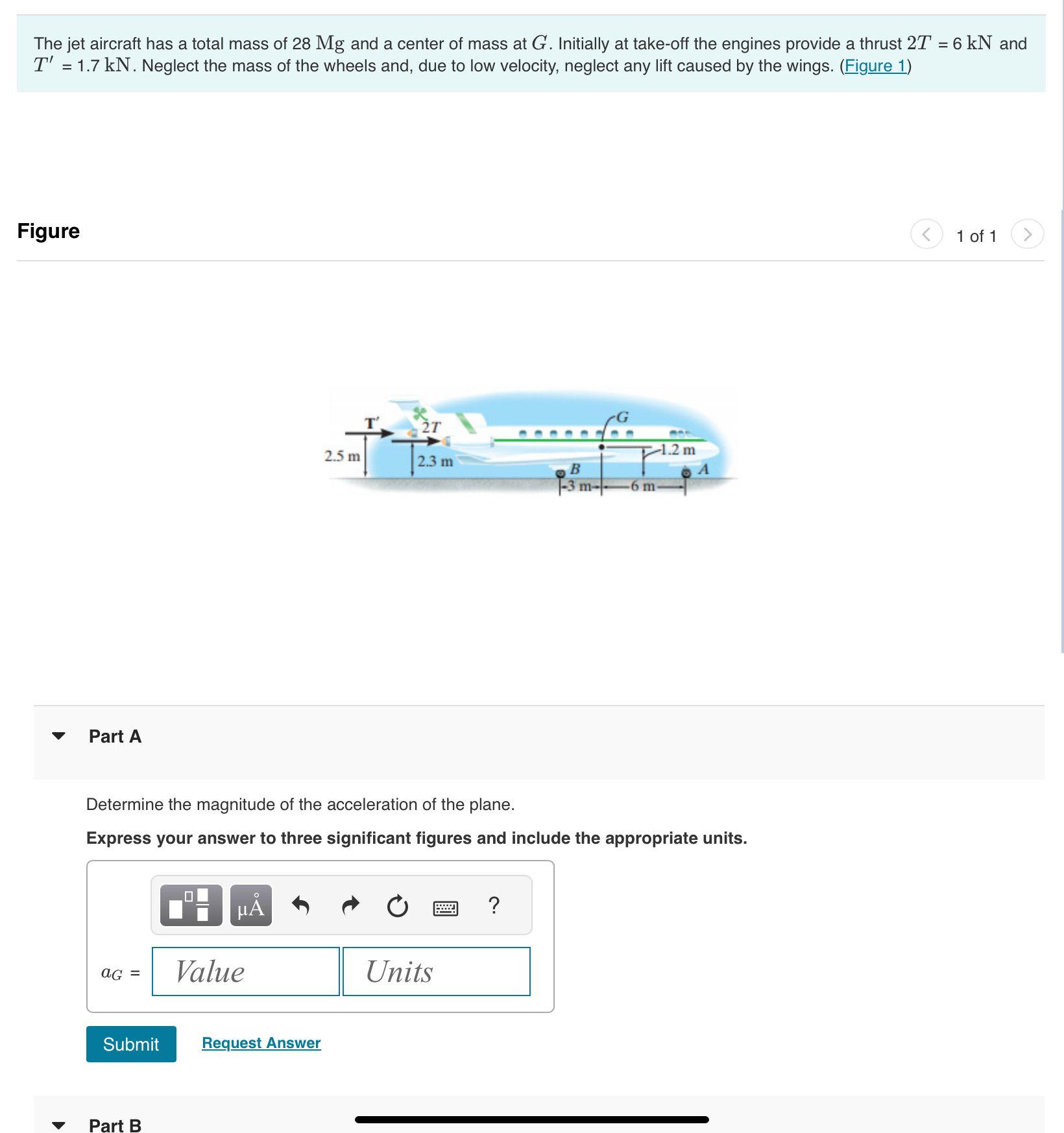 Solved The Jet Aircraft Has A Total Mass Of 28Mg And A Chegg