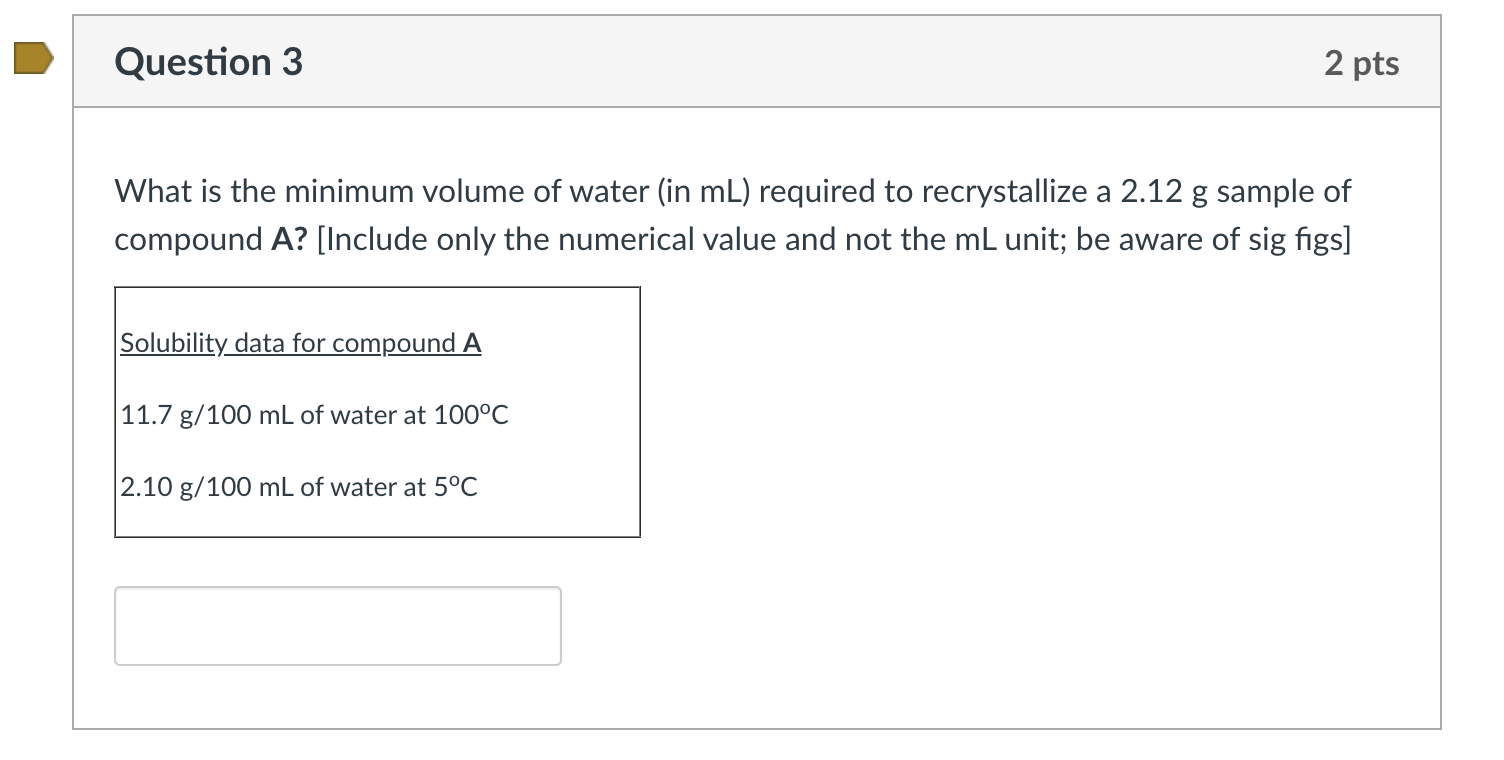 Solved Question What Is The Minimum Volume Of Water In Chegg