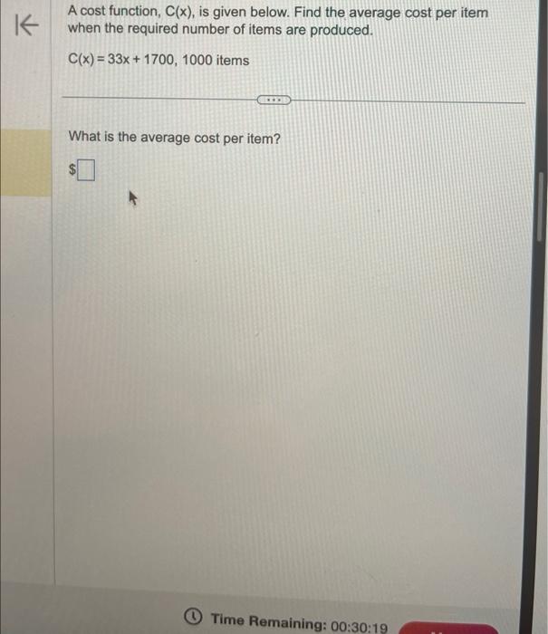 Solved A Cost Function C X Is Given Below Find The Chegg