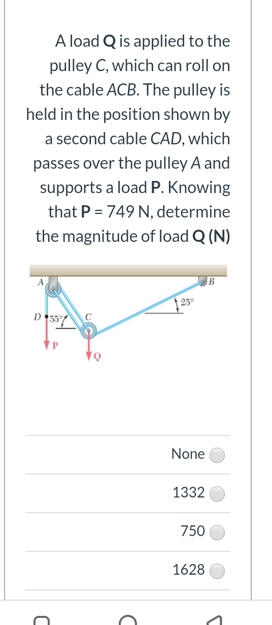 Solved Aload Q Is Applied To The Pulley C Which Can Roll On Chegg