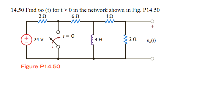 Solved 14 50 Find Vo T For T 0 In The Network Shown In Chegg