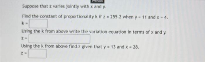 Solved Suppose That Z Varies Jointly With X And Y Find The Chegg