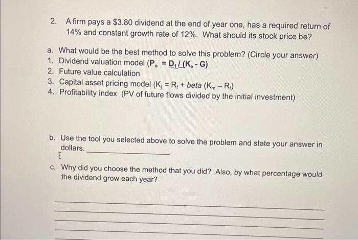 Solved A Firm Pays A Dividend At The End Of Year Chegg