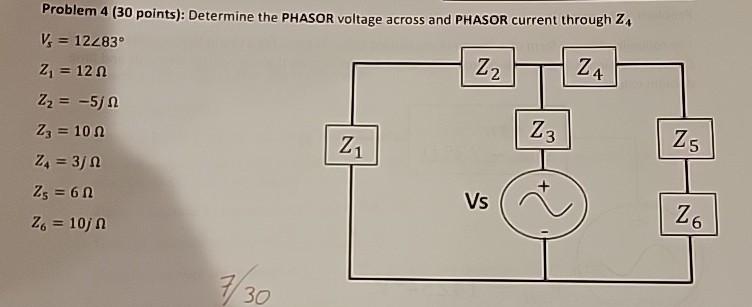 Solved Problem 4 30 Points Determine The PHASOR Voltage Chegg