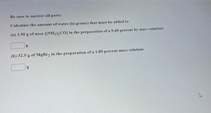 Solved Be Sure To Answer All Parts Calculate The Amount Of Chegg