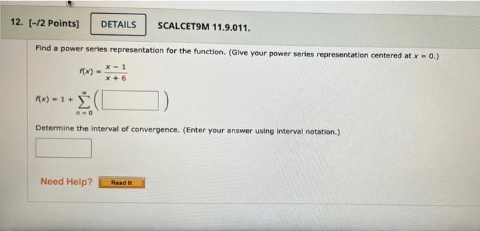 Solved 12 2 Points DETAILS SCALCET9M 11 9 011 Find A Chegg