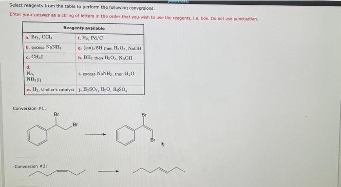 Solved Select Reagents From The Table To Perform The Chegg