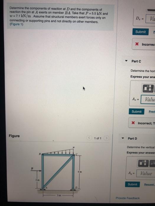 Solved Determine The Components Of Reaction At D And The Chegg