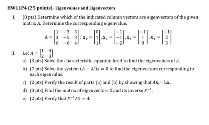 Solved Hw P Points Eigenvalues And Eigenvectors I Chegg