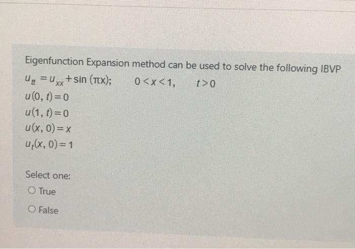 Solved Eigenfunction Expansion Method Can Be Used To Solve Chegg