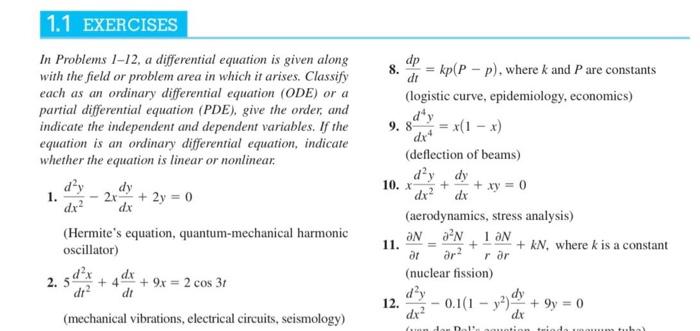 Solved In Problems A Differential Equation Is Given Chegg