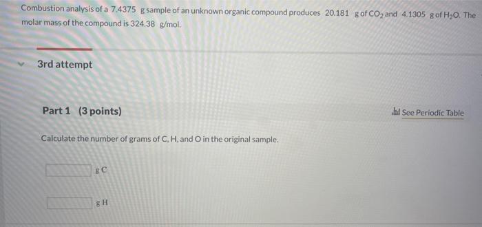 Solved Combustion Analysis Of A G Sample Of An Chegg