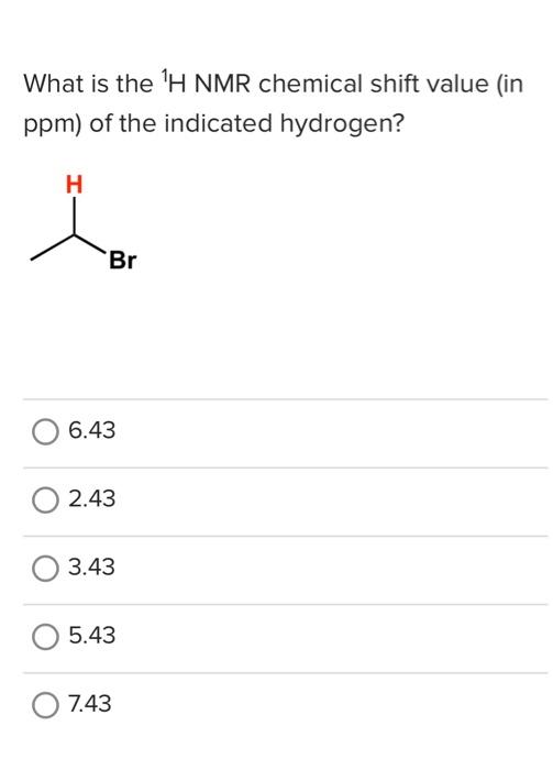 Solved What Is The H Nmr Chemical Shift Value In Ppm Of Chegg