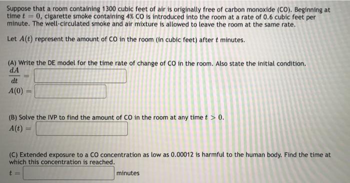 Solved Suppose That A Room Containing Cubic Feet Of Air Chegg