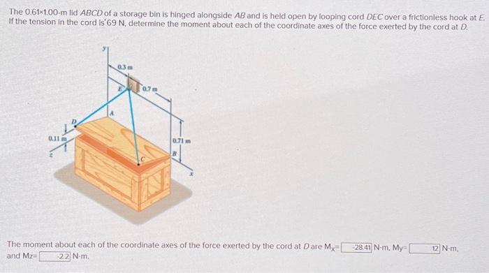 Solved The 0 611 00m Lid ABCD Of A Storage Bin Is Hinged Chegg