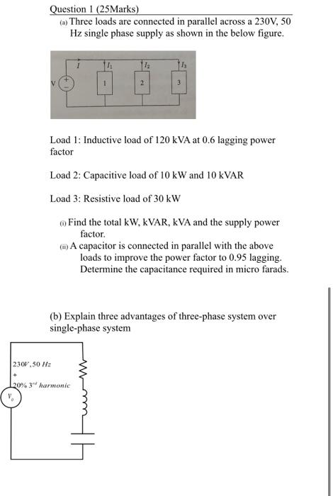 Solved Question Marks A Three Loads Are Connected In Chegg