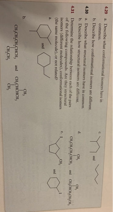 Solved 4 29 A Describe What Conformational Isomers Have In Chegg