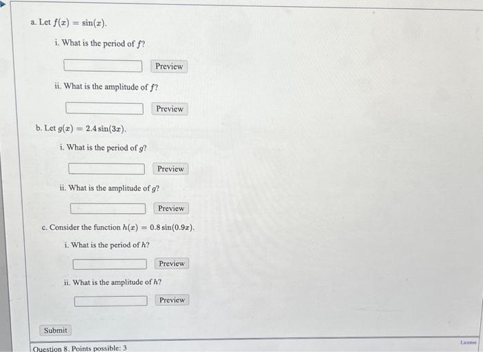 Solved A Let F X Sin X I What Is The Period Of F Ii Chegg