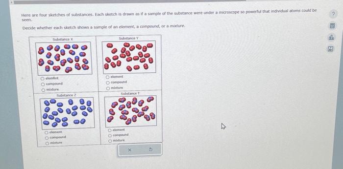 Solved Here Are Four Sketches Of Substances Each Sketch Is Chegg