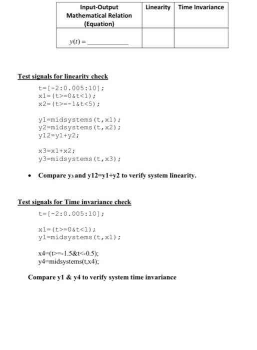 Solved Linearity Time Invariance Input Output Mathematical Chegg