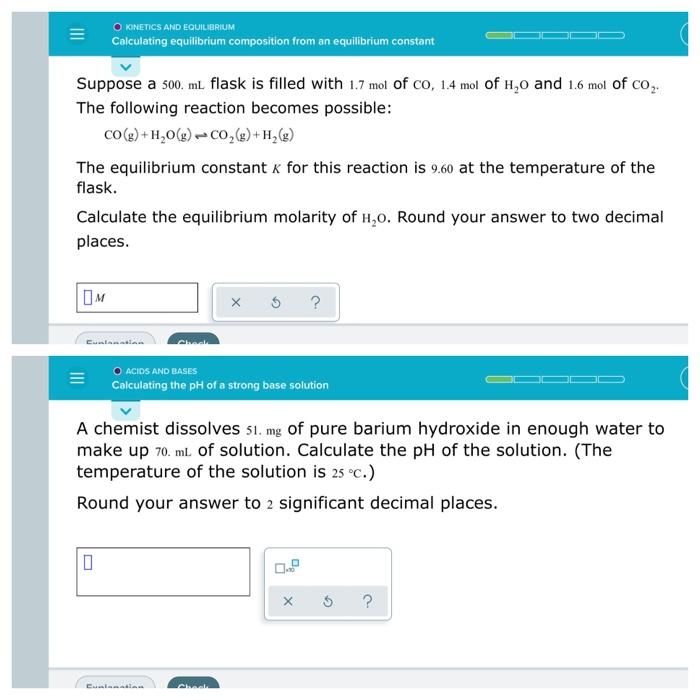 Solved O Kinetics And Equilibrium Calculating Equilibrium Chegg