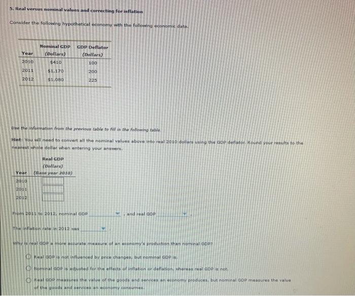 Solved Real Versus Nominal Values And Correcting For Chegg