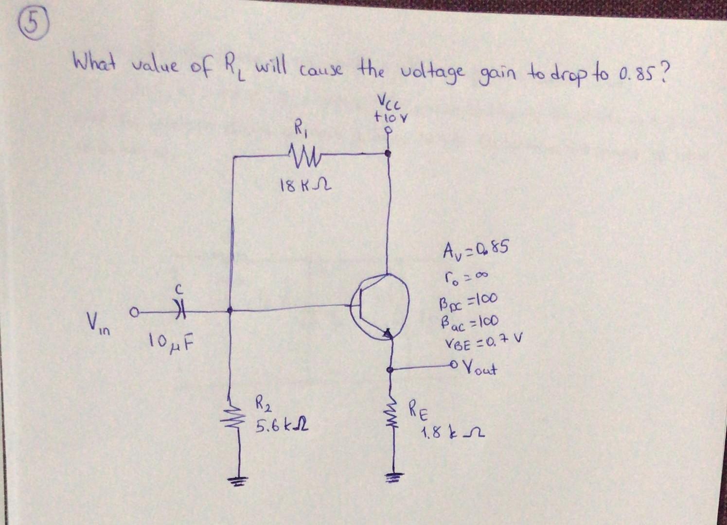 Solved What Value Of RL Will Cause The Voltage Gain To Drop Chegg